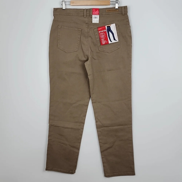 Gloria Vanderbilt Amanda Classic Fit Tapered Leg Tan Jeans Petite Medium Size 14 - Picture 2 of 14